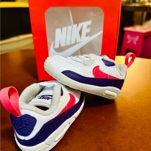 Nike Max 90 Crib Shoes for Infant/Toddler- White, Pink, and Purple